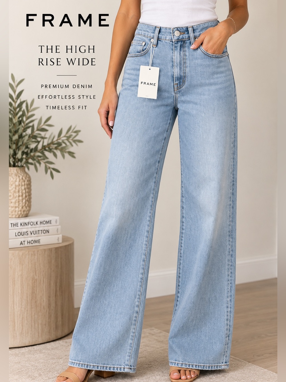 FRAME The High Rise Wide Jeans Size 29 NWT Temper Light Wash Wide Leg Denim - Picture 3 of 11